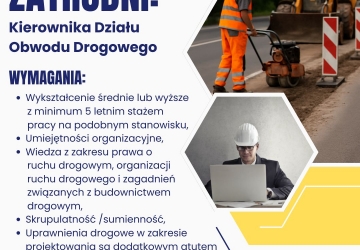 Oferta pracy - Kierownik Działu Obwodu Drogowego